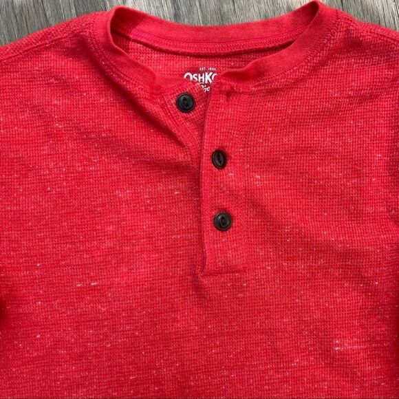 OSHKOSH HENLEY LONG SLEEVE 3 BUTTON THERMAL SHIRT HEATHER RED XL 14 - Picture 8 of 8